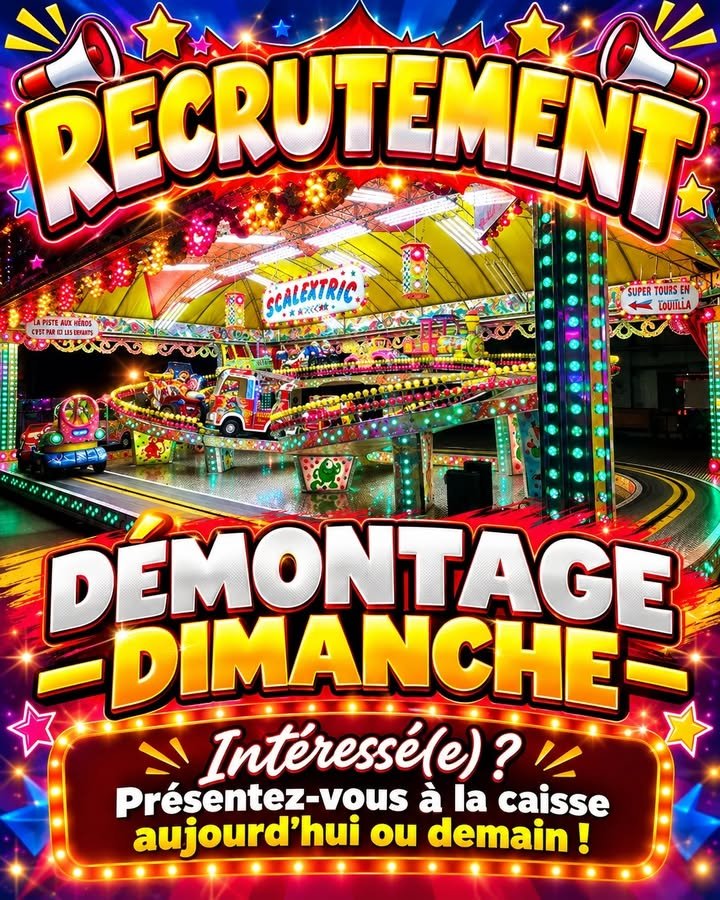 🏗🔧 Démontage / le manège pour enfant devant le dark show embauche pour démonter